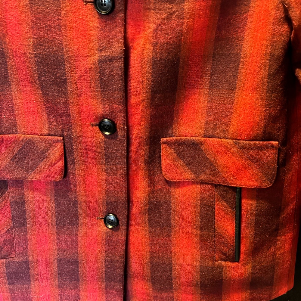 Pendleton-Red Plaid Wool Pea Coat - image 6
